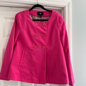 H&M Women's Vibrant Pink Pea Coat